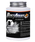 High Temp Aluminum Anti Seize Lubricant For Threads Bolts And Nuts With Brush Top Applicator 8 Oz container front view.