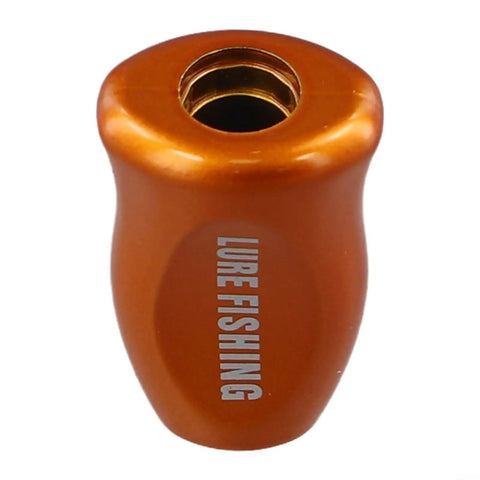 Premium Gold Fishing Reel Knob Grip For Baitcasting Rods Upgrade Your Casting Gear With This Ultra Light ABS Handle Part For Effortless Action And Smooth Performance On Any Water Drop Or Carbon Rocker Setup. Orange ABS fishing reel knob grip, close-up top view