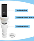 Diagram of Set Of 4 White Pool Umbrella Stabilizer Sleeves With Threaded Adapters For Outdoor Patios And Decks Fits 1.5 Inch Poles