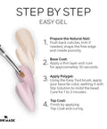 Step-by-step instructions for applying Easy Gel Nail Builder For Quick Extensions And Strengthening, Vegan And Cruelty-Free