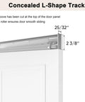 Concealed L-Shape track for 36 By 84 Concealed Sliding Barn Door With Super Slick Glide And Soft Close Hardware, details included.