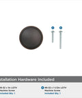Ravino Oil Rubbed Bronze Cabinet Knob, One And A Quarter Inch Diameter with included installation screws