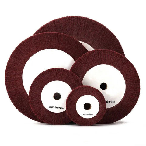 Premium Non-Woven Flap Wheel 320 Grit Nylon Fiber Polishing Disc For Foredom Tools, various sizes for metal wood polishing.