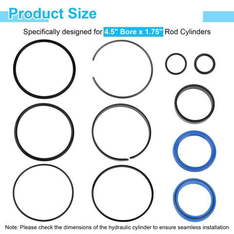 Heavy Duty Pro Grade Hydraulic Log Splitter Cylinder Rebuild Seal Kit For 4.5 Inch Bore And 1.75 Inch Rod Cylinders Pack Of 11 Seals