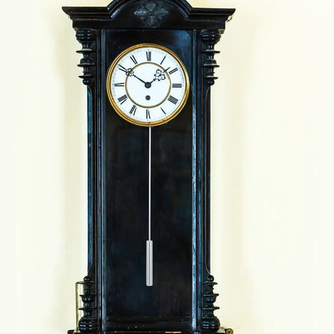 DIY Clock Pendulum Replacement Cylinder for Wall Clocks 10.62 Inch Metal Pendulum Accurate Timekeeping Parts in black wood case