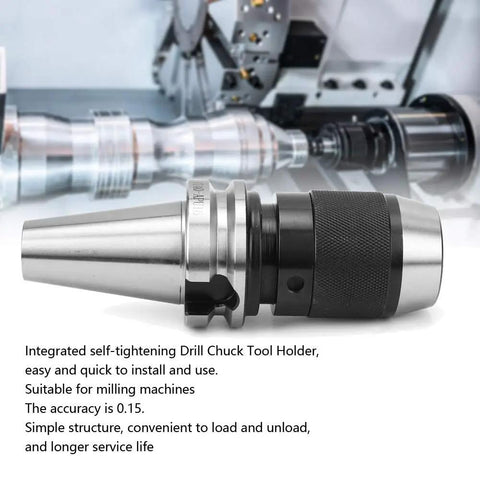 Super Heavy Duty BT40 Drill Chuck Tool Holder For CNC Milling Machines Featuring Self Tightening Carbon Steel Jaws And Premium Heat Treated Grip Built Like A Tank For Pros