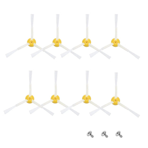 Eight side brushes for Roomba 600 Series and screws; part of All In One Replacement Parts Kit For Roomba 600 Series Vacuum Cleaner.