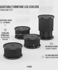 Level Up Your Furniture With Adjustable Leg Levelers And Sponge Base Stabilizers For Uneven Floors A 4 Pack To Keep Desks Tables And Cabinets Solid On Dips And Slopes, adjustable height 1.2-3.5 inches, stabilizing feet.