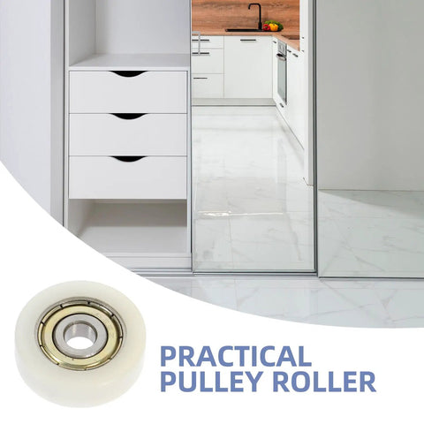 Rock Solid Replacement Sliding Door Wheels With Heavy Duty Nylon And Steel Build Ultra Quiet Zero Friction Caster Rollers close-up of practical pulley roller