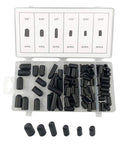 All-Purpose Vacuum Hose Caps Kit 80-Piece 6-Size Rubber End Caps with Quick-Release Case open, showing different sizes