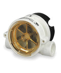 Liquid Flow Switch With Rotor SPDT 35mA/95mA Inline Flow Sight for alarms and PLCs, showing multicolor rotor, side view
