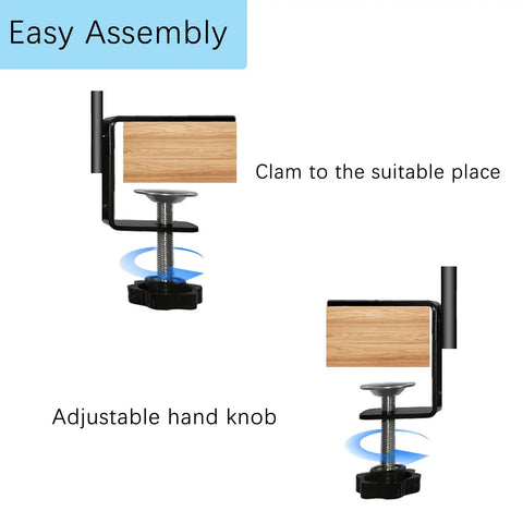 Dang Tough Deck String Light Poles Four Pack Heavy Duty All Metal Hooks for Fences and Wood Railings, adjustable clamp assembly detail.