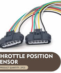 Two Pack Six Pin Throttle Body Pigtail Connector For TPS Sensor, 6-wire wiring harness plug, high temperature plastic, black, 2-pack