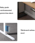 Rockin Adjustable Standing Computer Desk For Modern Home Office Or Study With Smart Height Control T-Shaped Frame showing sturdy carbon steel and eco-friendly materials.