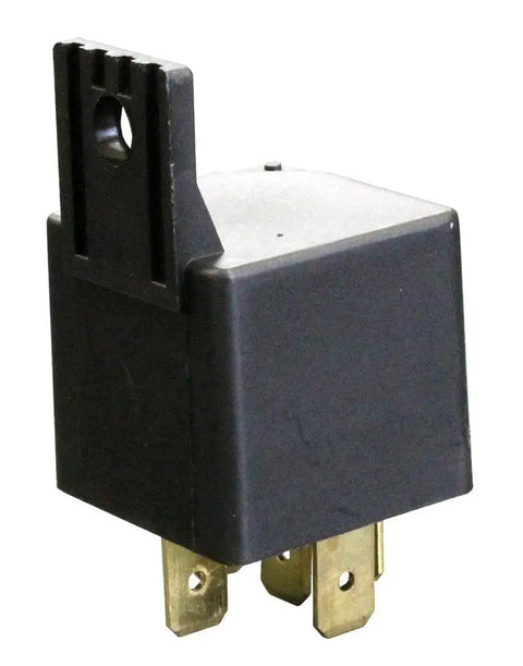 Sealed SPDT Automotive Relay With Mounting Flange And Quick Connect Terminals, 12V DC Coil, 1.6W Coil Power, Rock Solid, Weatherproof Auto Relay For Car Electronics And Wiring black automotive relay with metal spade terminals