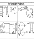 Installation diagram for Rolling Library Ladder Rail Kit With Sliding Hardware For Home, Loft, Garage And Closet, Black Round Tube Track System