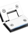 Premium 304 Stainless Steel Shower Door Hinge With Sleek Gold Finish For 90 Or 180 Degree Glass Frameless Panel top view with fasteners visible.
