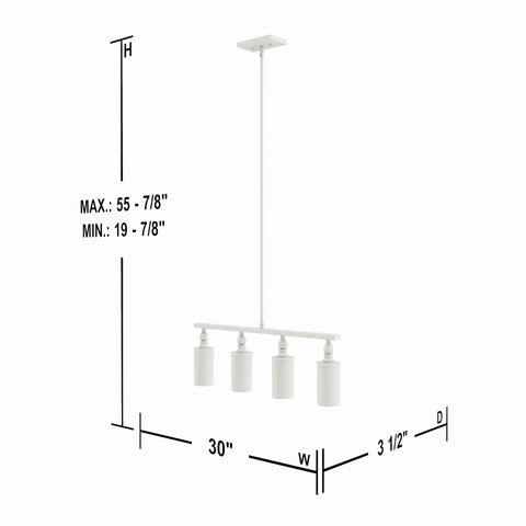 Technical diagram of Chloe Four Light Island Pendant in Oil Rubbed Bronze With Mercury Glass Accents, showing dimensions and structure.