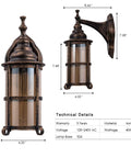 Outdoor Wall Lanterns 2 Pack Industrial Rustic Porch Light Golden Bronze Exterior Wall Sconces With Amber Glass Shade