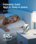 Turbocharged USB Desk Fan With LED Display Ultra Quiet Mini Cooling Power on nightstand beside sleeping person