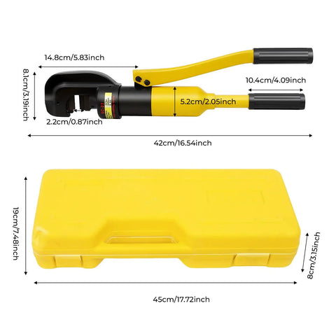 13 Ton Hydraulic Rebar Cutter Steel Saw Portable Bolt Cutters With Case Yellow Heavy Duty Iron Construction Cuts Bars Up To 0.87 Inches Max Capacity For Construction And Industrial Use Powerful Force dimensions and case included