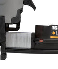Straight Shooting Pneumatic 3 In 1 Nailer And Stapler Combining 16 Gauge Finish Nails With 18 Gauge Brad Staples For Cabinet Install Furniture Fix Crown Molding And Craft Tasks You Dig, showing the nail cartridge.