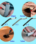 VASTOOLS Deburring Tool Kit with metal-handled blades; includes edge, curved, and straight blades plus 10 extra blades