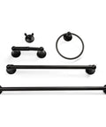 4 Piece Bathroom Hardware Set With 24 Inch Towel Bar Sleek Matte Black Finish Modern Round Design Wall Mount Kit With Towel Ring Toilet Paper Holder And Robe Hook