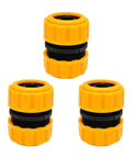 No-Fuss Garden Hose Repair Kit For Five Eighths And Three Quarters Inch Hoses - 3-piece tool-free mender fittings in yellow plastic