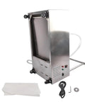 Heavy Duty 55 Liter Commercial Fryer Oil Filter Cart With Robust Stainless Steel Build, caster wheels, and hose attachments for easy mobility.