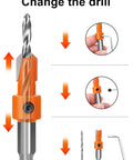 Adjustment process of a Countersink Drill Bit Set With Hex Shank For Woodworking And DIY Projects Ten Piece Multi Size Kit.