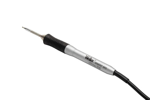 Micro Soldering Pencil 55 Watt Handpiece With O Tip Black Pro Grade Soldering Tool For Tiny Joints, Fine PCB Work, Delicate Electronics Repairs, And Tight Component Soldering Capabilities shown from angled side.