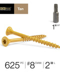 Tough As Nails 2 Inch Epoxy Coated Exterior Wood Screws With Torx Drive Size 8 Coarse Thread Rust Resistant for Outdoor Use