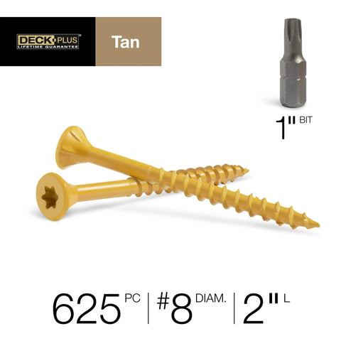 Tough As Nails 2 Inch Epoxy Coated Exterior Wood Screws With Torx Drive Size 8 Coarse Thread Rust Resistant for Outdoor Use