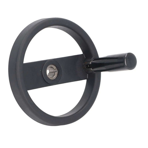 Plastic Lathe Hand Wheel 160 Mm With Revolving Handle 16 Mm Mounting Hole Round Design For Milling Machine