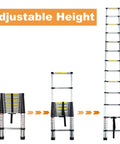 12.5 Ft Telescoping Aluminum Ladder With Folding Design, Lightweight Collapsible Step Ladder For Home RV Attic Roof Access, 300 Lb Capacity
