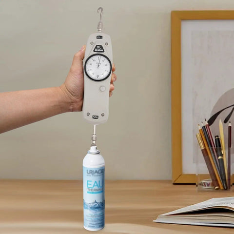 100Lb Push Pull Force Gauge Handheld Tester For Measuring Push And Pull Forces With High Accuracy Within Five Tenths Of A Percent And Lightweight Portable Design, handheld with hook and bottle