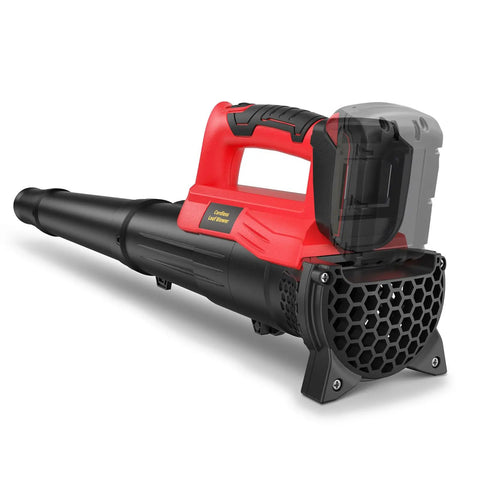 Cordless Leaf Blower With 18V Battery Compatibility 450 CFM Airflow And 130 MPH Speed Copper Motor Handheld Yard Cleanup Tool Dope Performance Battery Not Included Red, side view