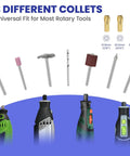 Kickass 618 Piece Rotary Tool Accessories Kit For Sand Polish Engrave And Cut Jobs Paired With Rugged Pull Out Storage: 3 collets for rotary tools.