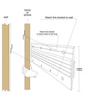 Diagram of Beefy Heavy Duty 30 Inch Aluminum French Cleat Set 2 Pairs Interlocking Z Clips Bar Hangers for wall mounting
