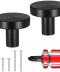 Knockout Matte Black Bifold Closet Door Knobs Featuring Round Cabinet Pulls Durable Aluminum Alloy Build Complete Install Pack With Screws And Driver For Total Breeze Dresser Updates.