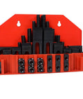 58 Piece T Slot Clamping Kit For Milling Machines Hold Down Clamp Set with Half Inch 13 TPI Studs on red holder