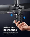 Installation of Ergonomic Single Monitor Arm For 13 To 32 Inch Screens Up To 19.8 Lbs with clamp on desk up to 3.54 inches thick