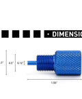 Rock Solid Brake Proportioning Valve Bleeder Tool For PV2 And PV4 Disc And Drum Systems with dimensions 1.55" x 0.7" x 0.12" in blue.