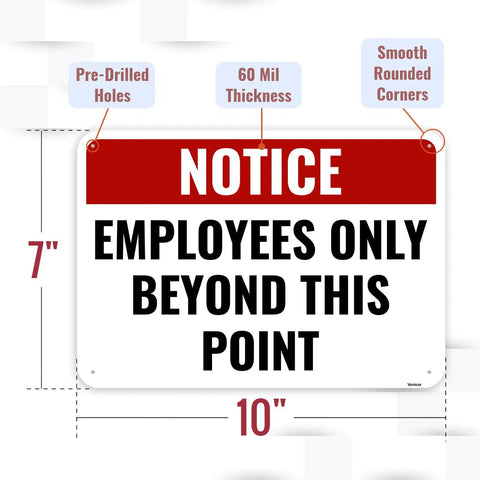 Two Pack Employees Only Sign For Doors 10 By 7 Inches Aluminum No Customers Allowed In Work Area Staff Only Door Sign