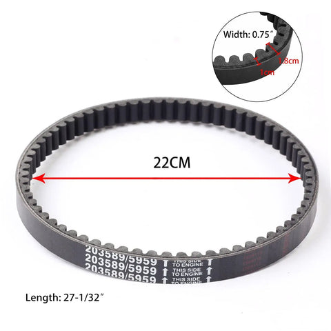 Three Piece 30 Series Go Kart Drive Belt Set Replaces Manco 5959 And Comet 203589, durable rubber, size details shown