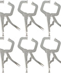 Beefy Six Pack 11 Inch Locking C Clamps With Swivel Pads Heavy Duty C Type Vise Grips for woodworking and metalworking