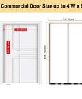 Magnetic Dust Barrier Door Kit Pro Grade size chart for 5'W x 8.5'H doors shown with measurements and fit details for construction containment.