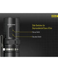 MT10C 920 Lumen Multitask Tactical Flashlight With Red Light and Beacon Mode side switches description