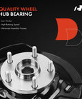 Close-up of quality wheel hub bearing with studs for front left and right steering knuckle assembly on Toyota Camry 1997-2001 3.0L V6
